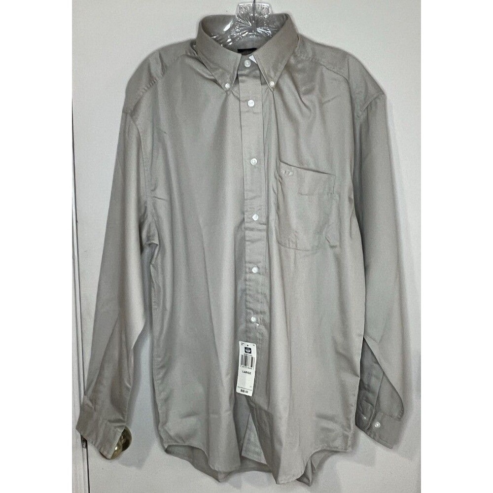 Dockers Men’s Large Button Down Shirt Tan 100 % Cotton Long Sleeve NWT